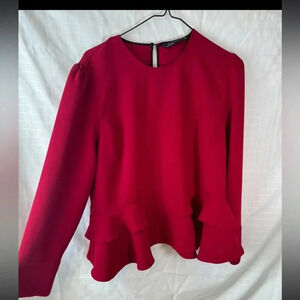 Zara Red Peplum Blouse